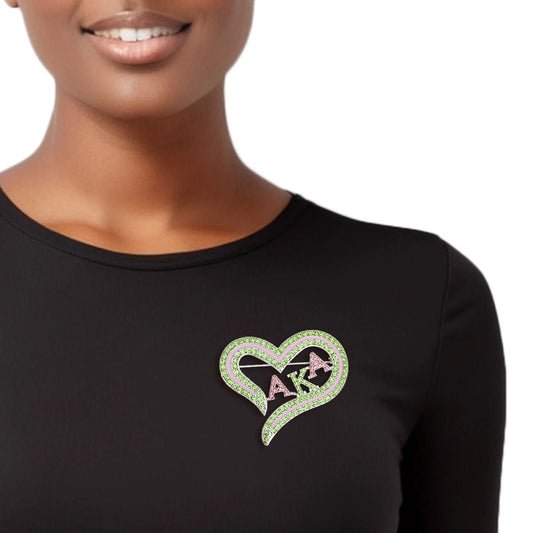 Sorority Heart Bling Brooch