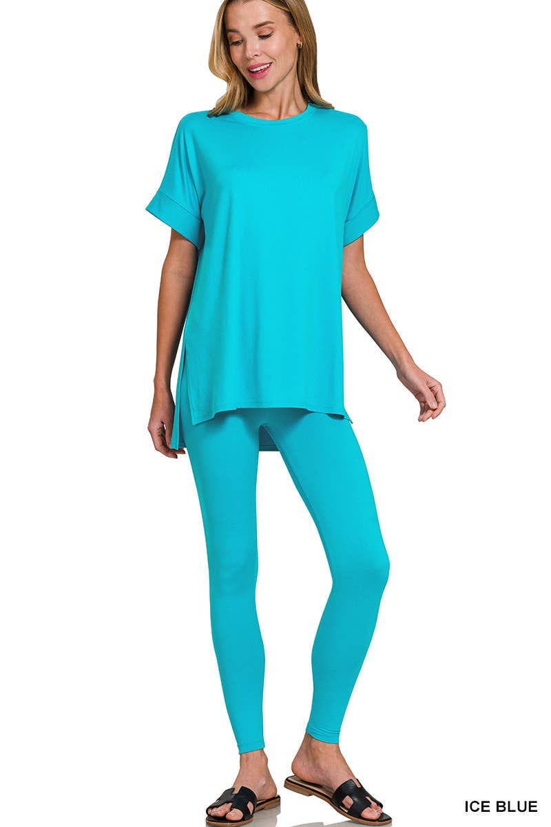 Brushed Dty Microfiber Loungewear Set: HOT PINK