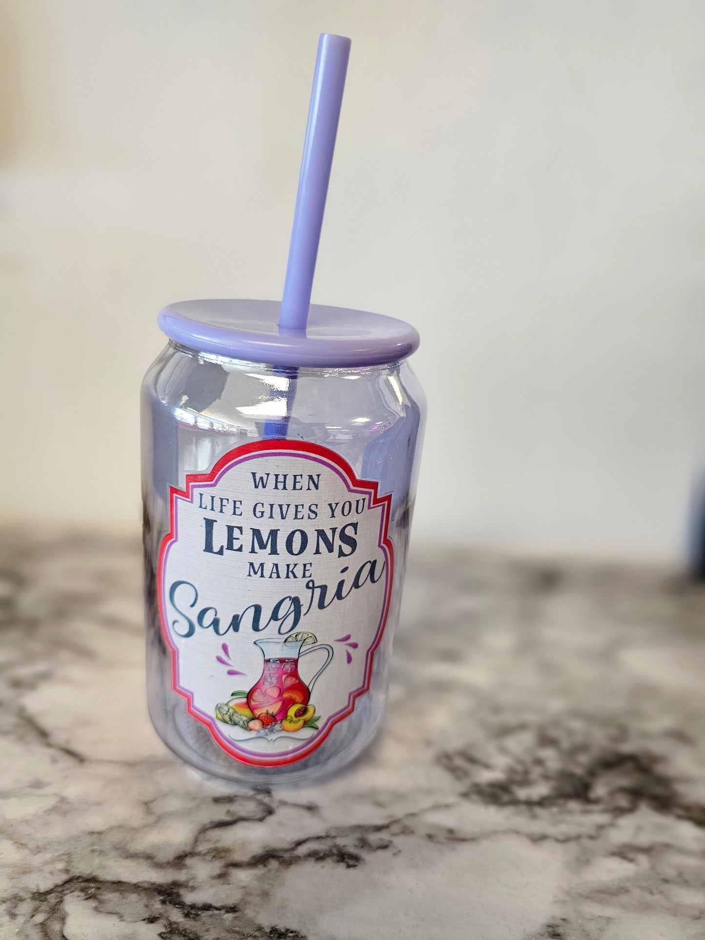 When Life gives you Lemons-  Glass cups 15oz