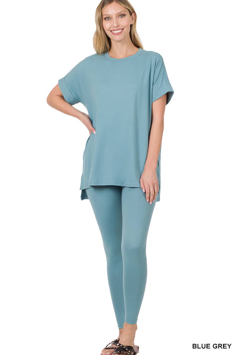 Brushed Dty Microfiber Loungewear Set: HOT PINK