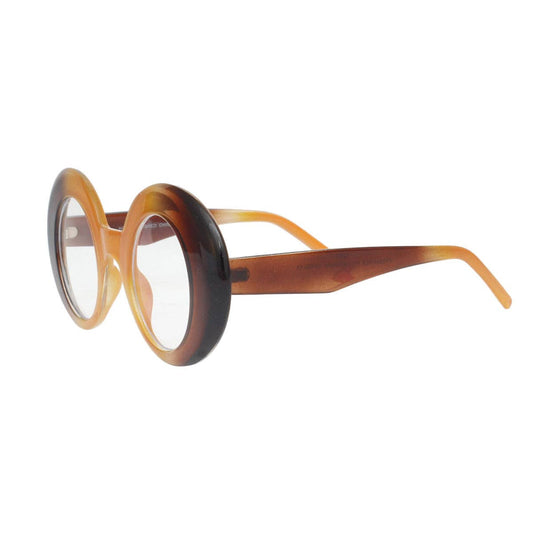 BLB Glasses Brown Round Retro Eyewear for Women: Brown / Multi Tone / One Size