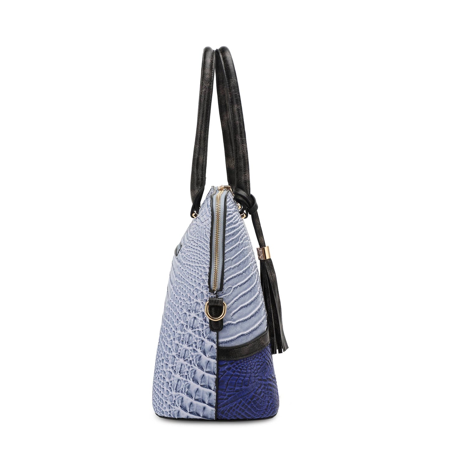 Croc Print Dome Shape Satchel and wallet