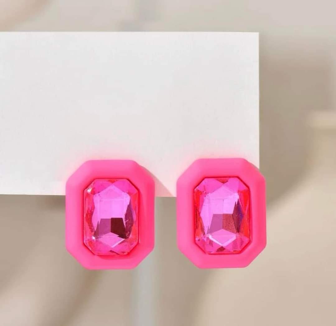 Rhinestone Decor Geometric Stud Earrings