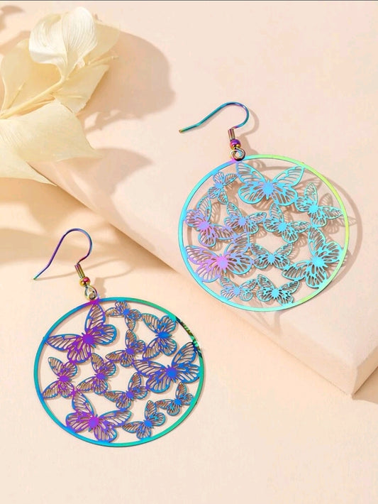 Holographic Butterfly Decor Drop Earrings